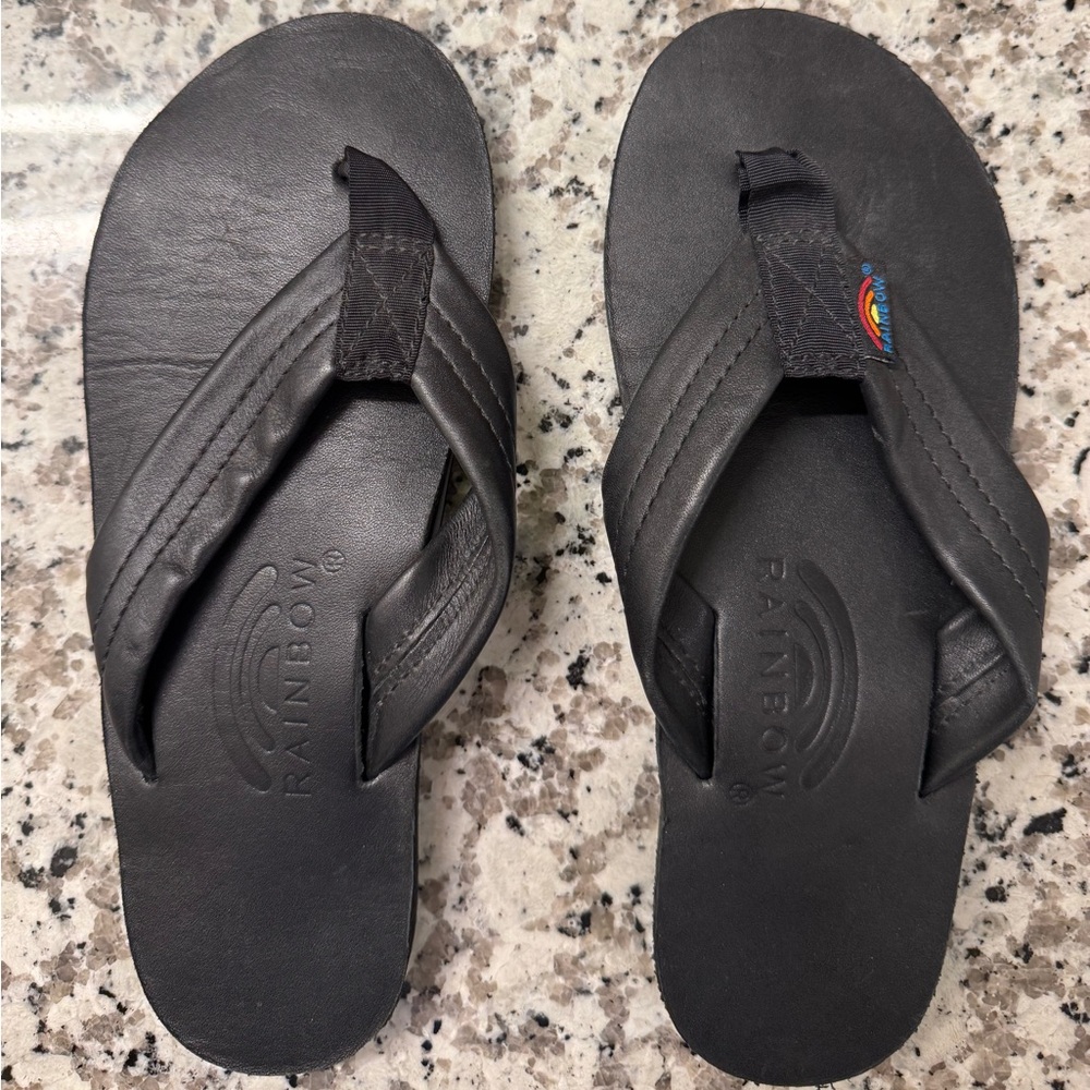 Rainbow Charcoal Leather Sandals